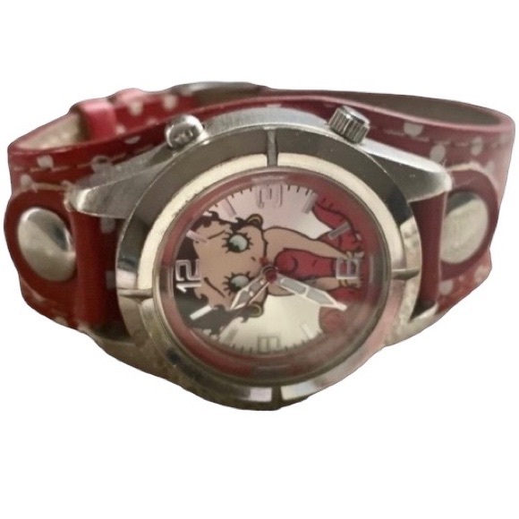 Accessories - Vintage Red & White Polka Dot Betty Boop Stainless Steel Ladies Watch Jewelry